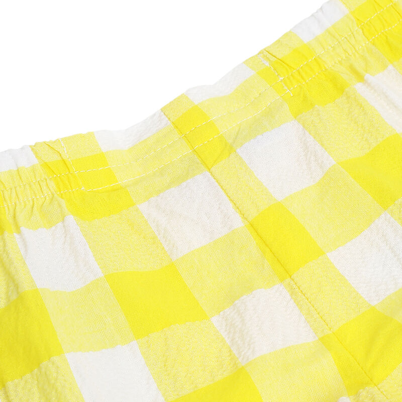Girls White and Yellow Checkered Shorts image number null